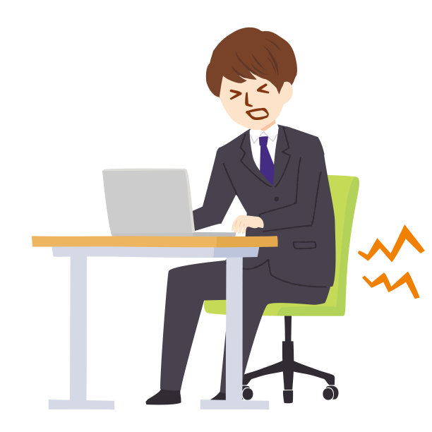 矢量插图的一个人谁伤了他的背在办公桌工作图片下载