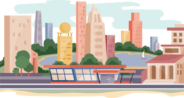 一个时尚的新城市，有着摩天大楼和摩天大楼，图片下载