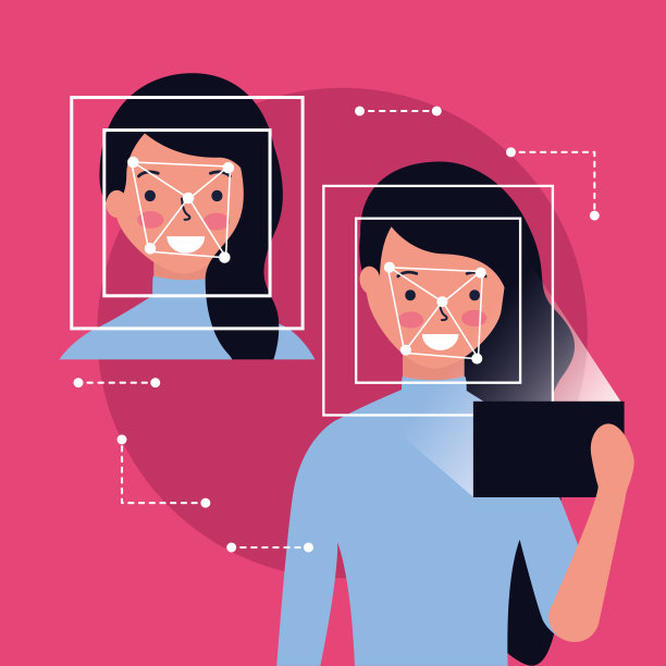 女人的脸部扫描处理小工具图片下载