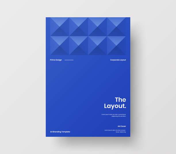 惊人的业务表示向量A4垂直方向的首页模拟。现代企业报表封面抽象几何插图设计布局。公司身份手册模板。图片下载