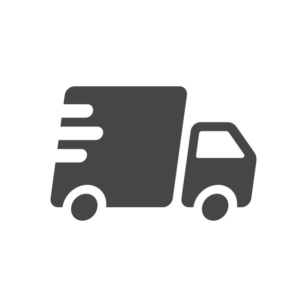 快速交付图标剪影货运卡车孤立在白色背景。矢量插图。图片下载