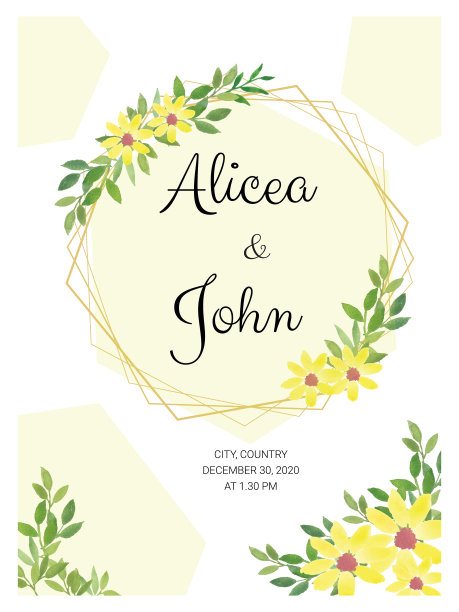 用鲜花绘制的婚礼请柬是乡村风格的图片下载