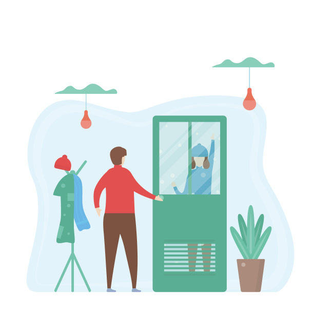 男人为女人开门。冬季的一对爱的设计。矢量插图在平面风格。图片下载