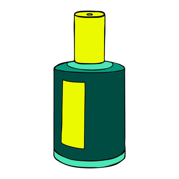 漱口水，漱口水，口腔护理产品个人口腔卫生浴室。用液体模板玻璃瓶子。颜色矢量孤立的平面涂鸦现实绘制黑色轮廓白色背景图标图片下载