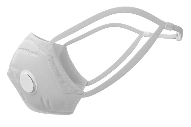 医用外科口罩、抗冠状病毒口罩面部粉尘Pm2.5的3d渲染侧视图，在白色背景上隔离，有剪切路径。图片下载