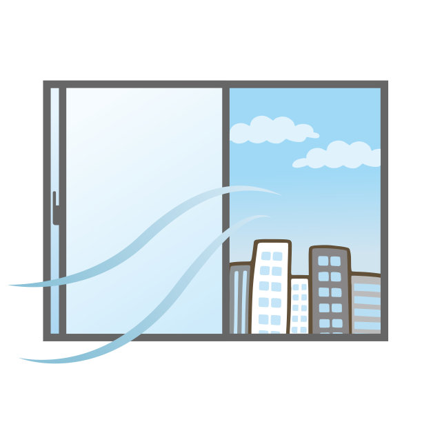 通过窗户通风的插图。建筑外。图片下载