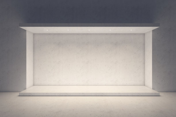 傍晚灯光下空荡荡的橱窗图片下载