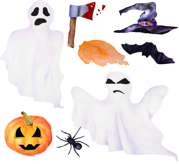 水彩万圣节集图片下载