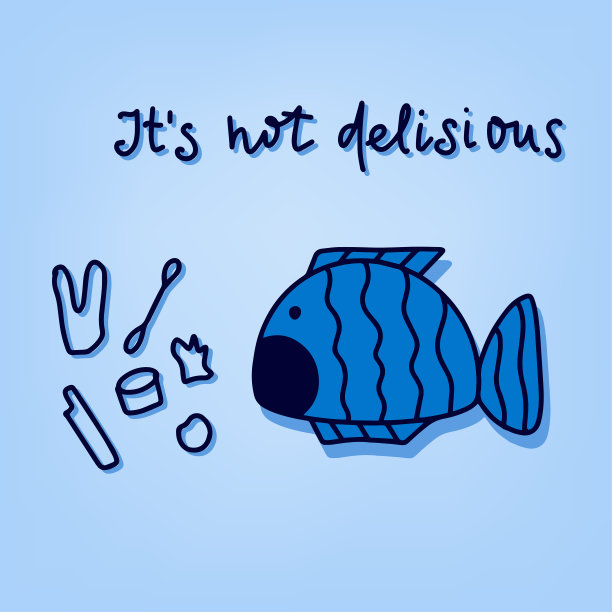 鱼会吃塑料垃圾。图片下载