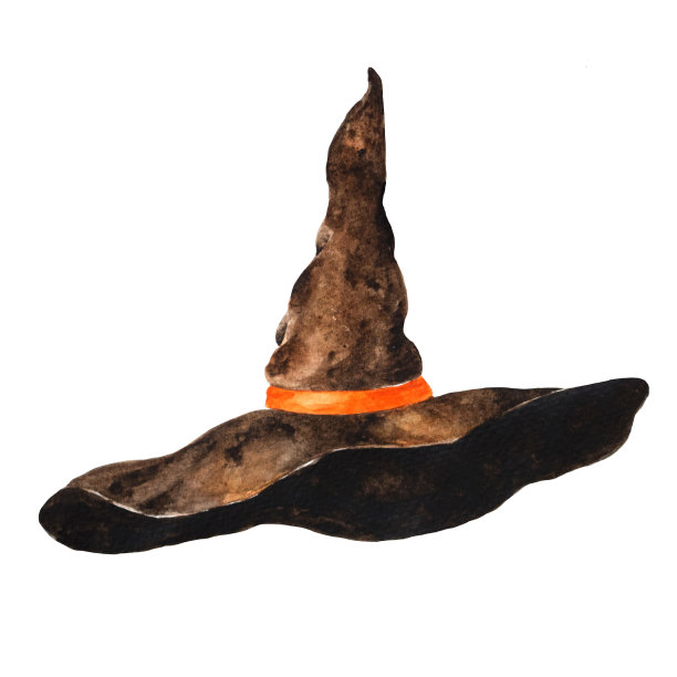 一顶可爱的漂亮女巫的棕色帽子图片下载