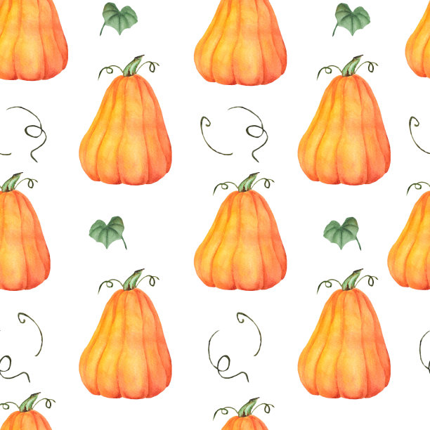 无缝万圣节手绘水彩图案。图片下载