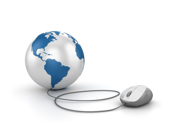 全球世界与电脑鼠标- 3D渲染图片下载