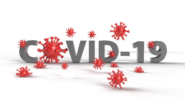 COVID-19字与病毒细胞(剪切路径)图片下载