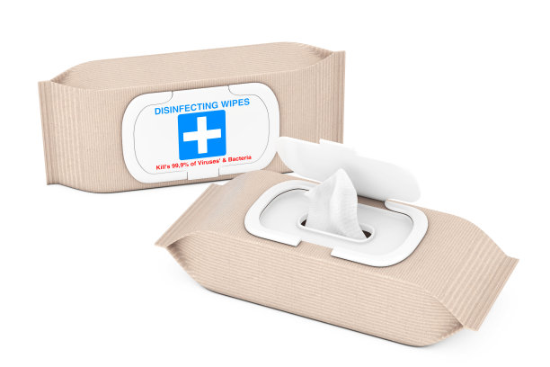 包装湿抗菌消毒湿巾。3d渲染图片下载