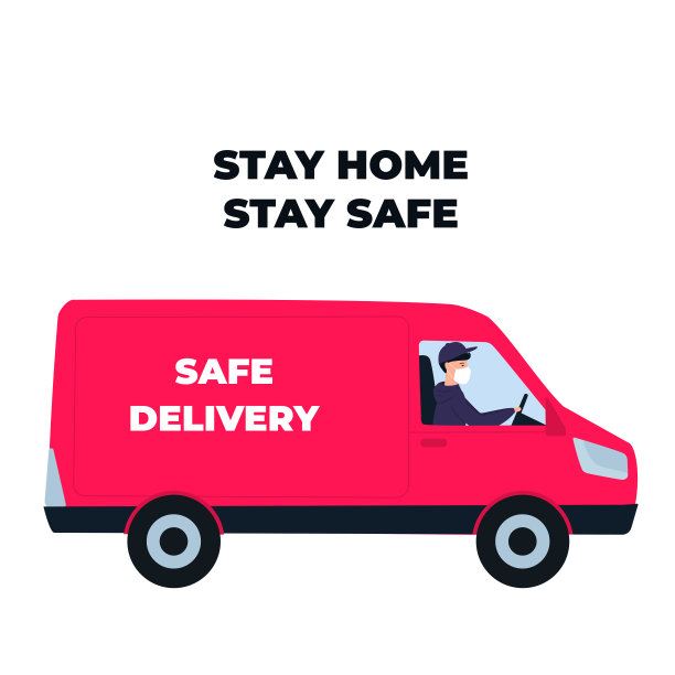 新型冠状病毒肺炎冠状病毒隔离。病毒疫情。车上的送货员送食物图片下载