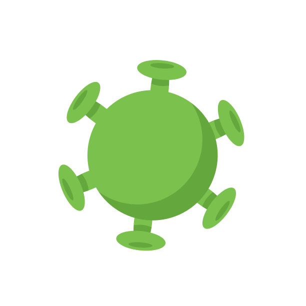 绿色分子、细菌、病毒卡通模型。冠状病毒卡通图标。平面矢量插图，孤立在白色背景上。图片下载