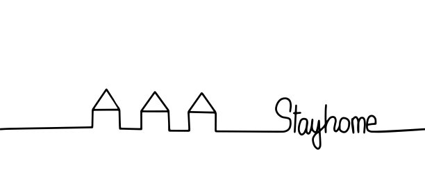 待在家无缝矢量边界。冠状病毒重复横幅隔离或自我隔离。医疗保健概念模板。全球病毒的流行或大流行。手绘涂鸦矢量插图图片下载