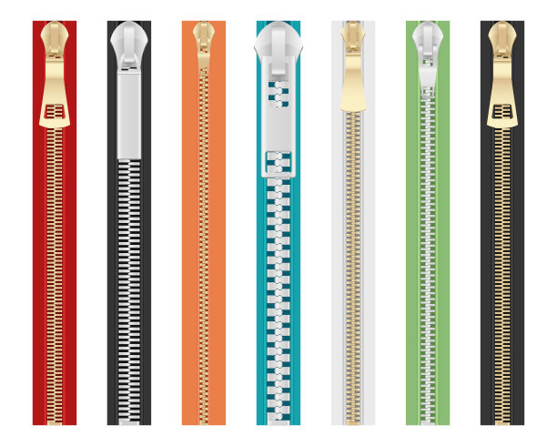 拉链设置矢量设计插图孤立的白色背景图片下载