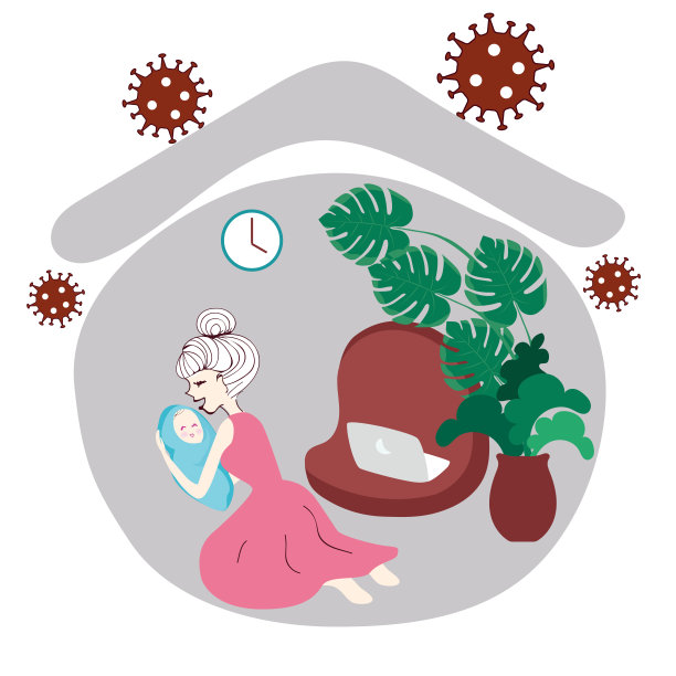 年轻母亲抱着感染COVID-19病毒的婴儿。图片下载