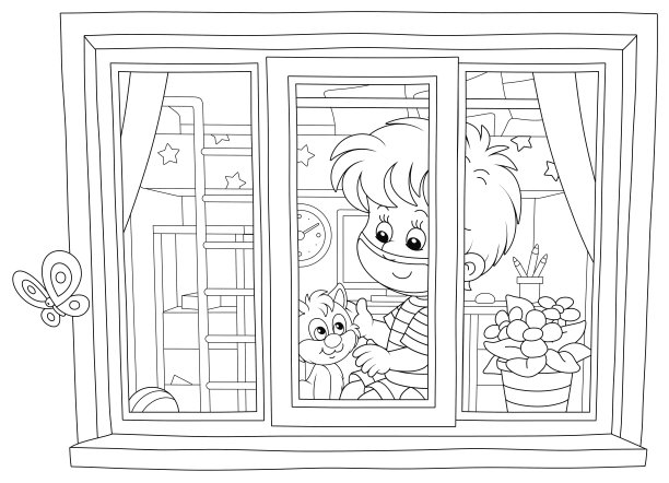 小男孩在家被隔离了图片下载