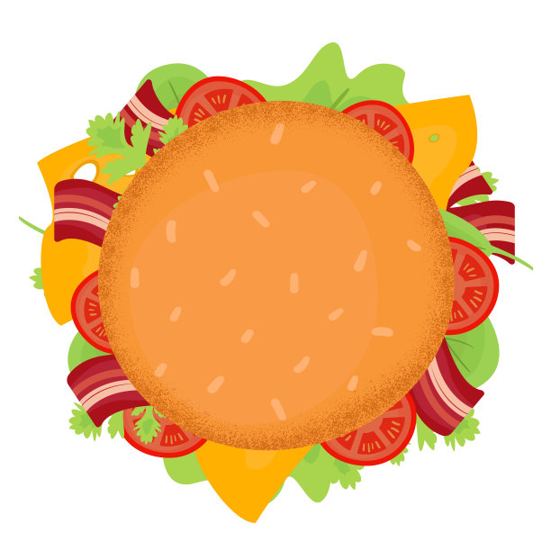 美味的汉堡配培根，番茄，奶酪和绿色植物图片下载