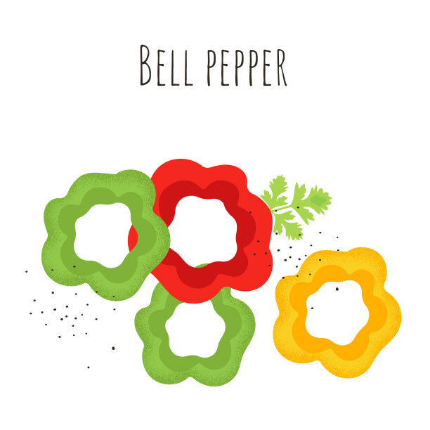 彩色甜椒。孤立的卡通菜图片下载