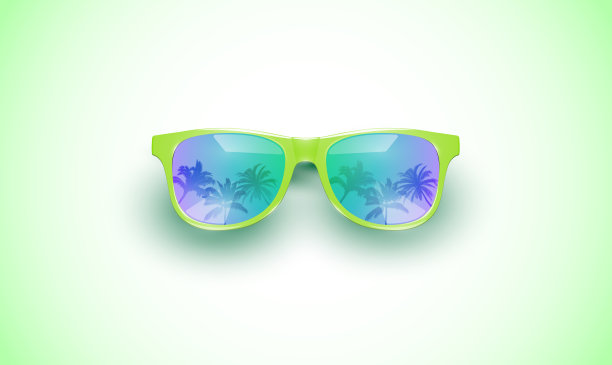 现实的矢量太阳镜在一个彩色的背景，矢量插图图片下载