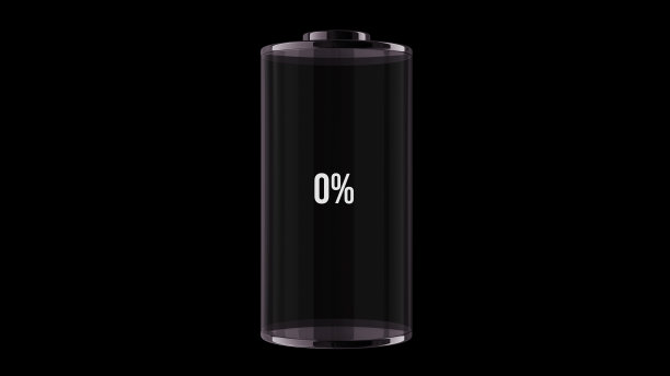 黑色背景上的电池指示灯亮空图片下载