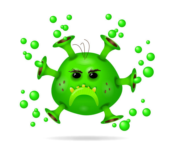 冠状病毒绿色卡通人物图片下载