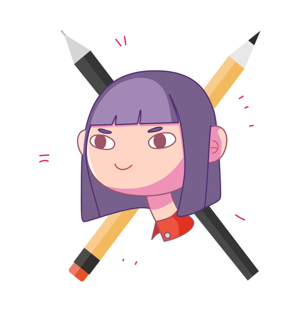 带着铅笔的微笑女孩。图片下载