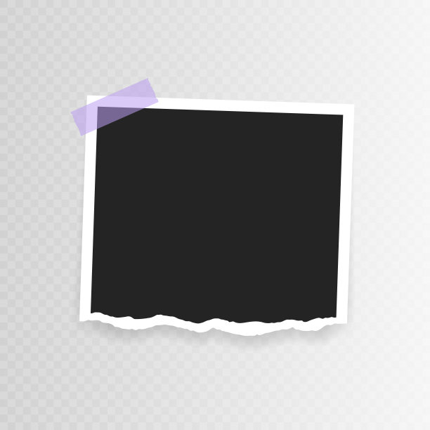 矢量相框模型设计。用胶带隔离在透明背景上的撕纸相框。矢量图图片下载
