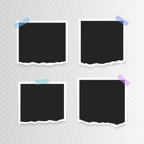 矢量相框模型设计。超级设置相框撕纸胶带隔离透明背景。矢量图图片下载