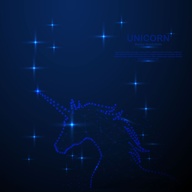 抽象独角兽空间，低聚风格设计图片下载