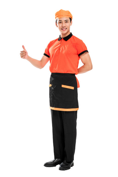 竖起大拇指的年轻餐厅服务员图片下载