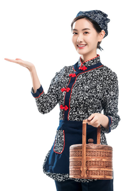 拿着篮子的餐厅服务员图片下载