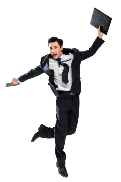 欢呼跳跃的青年销售人员图片下载