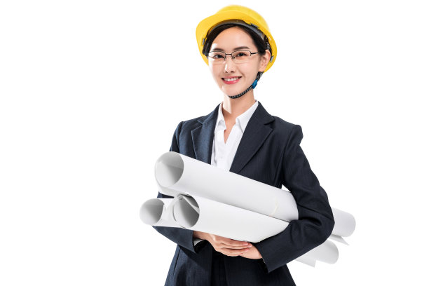戴着安全帽的女工程师图片下载