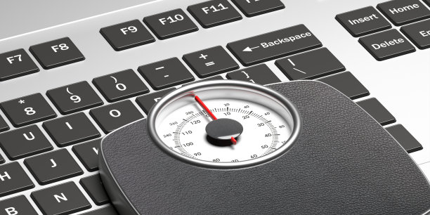 重量秤模拟电脑键盘背景。三维演示图片下载