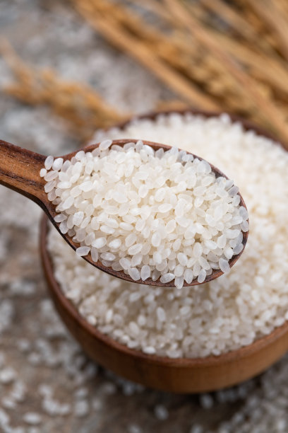 一木匙大米和一碗大米图片下载