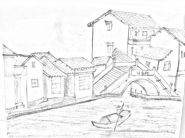 手绘铅笔风景画图片下载