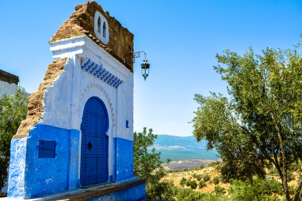 摩洛哥，Chefchaouen入口，蓝色城市图片下载