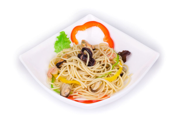 美味的意大利通心粉配海鲜。图片下载