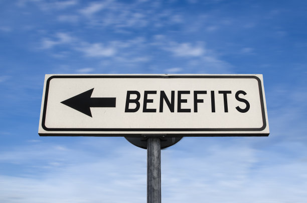 利益路标，箭头在蓝天的背景图片下载