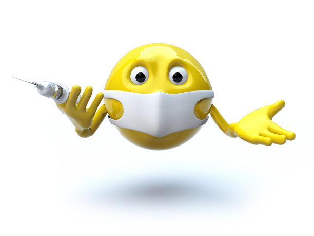 医生表情与注射器3d插图图片下载