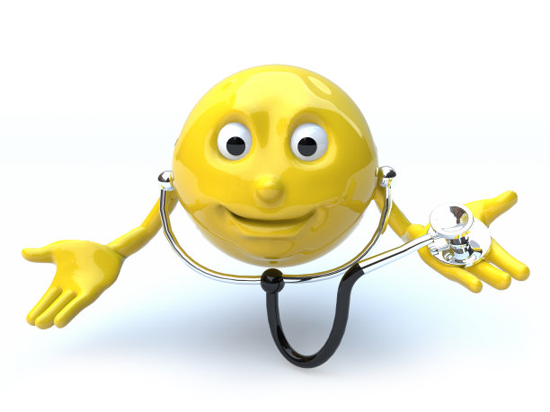 医生表情符号与听诊器3d插图图片下载