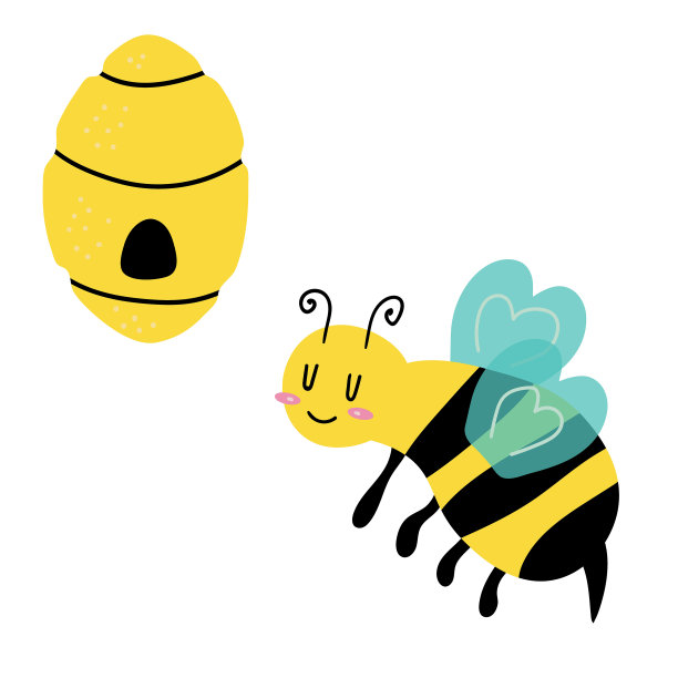 蜜蜂飞向蜂巢。矢量插图卡通平面图标孤立在白色。可用于:打印，横幅，标签，海报，不干胶，标志。图片下载