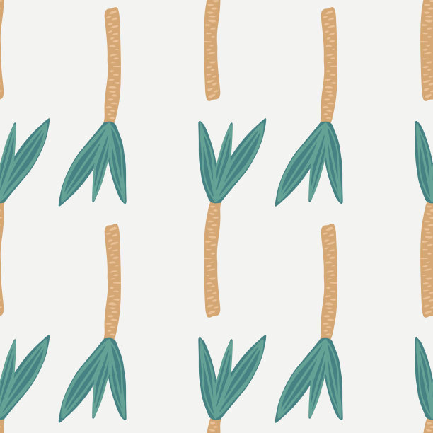 可爱的热带棕榈树无缝图案上的白色背景。几何椰子树墙纸。素材图片