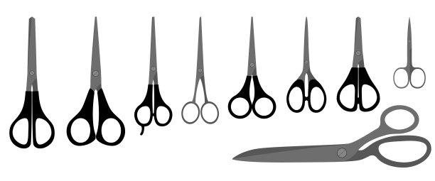 文具，美甲，理发师和裁缝的剪刀图标图片下载