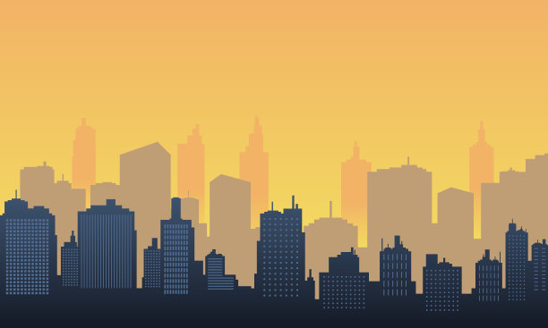 美丽的晨光勾勒出城市的轮廓图片下载