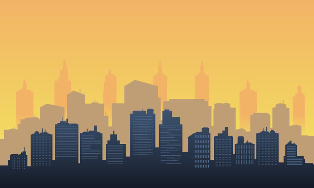 美丽的晨光勾勒出城市的轮廓图片下载